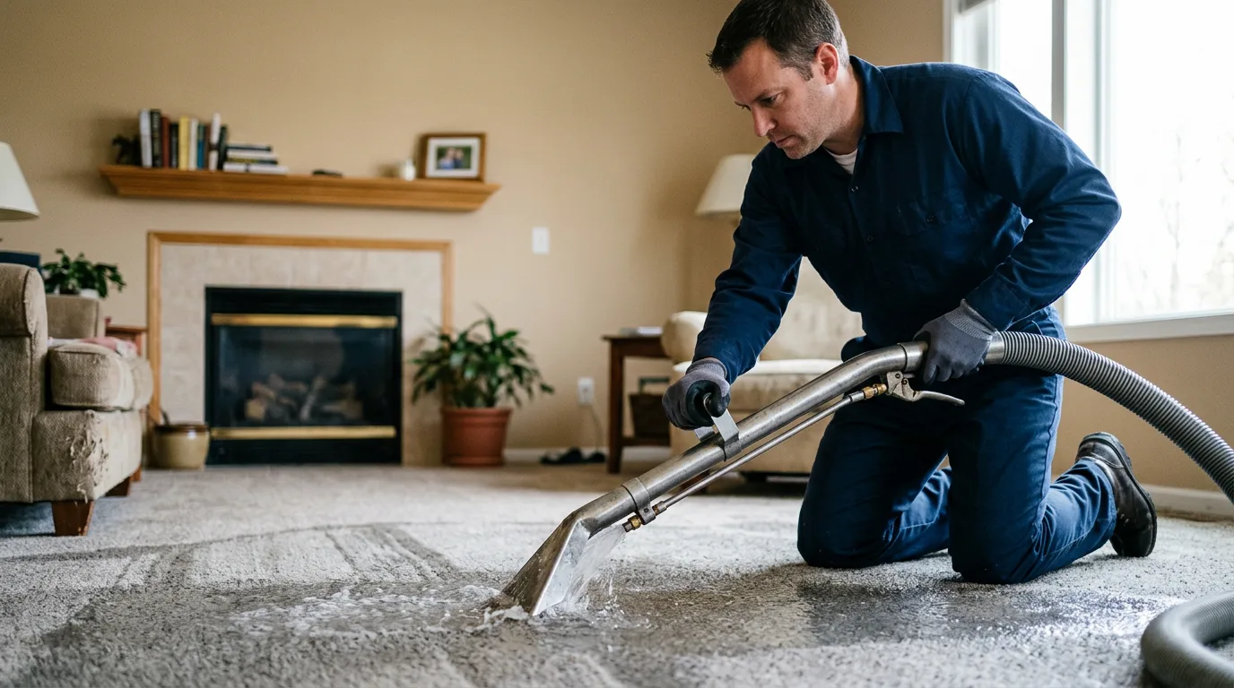 Water damage restoration technician working near Notre Dame, IN